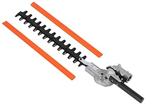 26Hedge Trimmer Attachment is a 15-inch, articulated hedge trimmer that works with most brands of attachment-capable trimmers. The 12-position articulating head allows you to adjust the blade angle to fit different hedge shapes and trim hard-to-reach places. The 15-inch Dual-action blade delivers powerful trimming with a 3/4-inch cutting capacity to tackle any hedge, big or small. This hedge trimmer attachment can be used with any brush cutter brand like Turner tools, Kanak, Honda and other brand Sunseeker, Ryobi, Toro, Craftsman and Troy Bilt units. Tool-free attachment allows you to switch between this and other capable Sunseeker attachments with ease. Backed by a 30 day warranty, add this hedge trimmer to your lineup of dependable SHoRI universal attachments to tame even the wildest of landscaping projects.