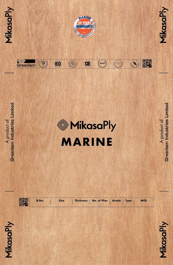 Coimbatore Mikasa Plywood MarineMarine is a boiling waterproof plywood crafted from tropical wood, with a face veneer thickness of 0.30mm. It is compressed using revolutionary Quad-Core Press Tech, ensuring no deformation under high pressure, making it the go-to choice for multiple marine applications. This grade is made with 100% calibration, precision, high tensile strength, and is backed by a 20-year warranty. Crafted to meet higher standard emission norms, Marine is resistant to borers, termites, and microbial attacks, making it the perfect choice for furniture exposed to higher moisture conditions such as kitchen applications.