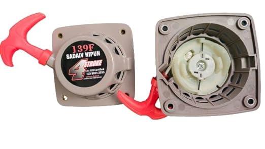 SADAIV NIPUN RECOIL STARTER OF MODEL 139F IS SUITABLE SPARER PART FOR BRUSH CUTTER GRASS TRIMMER ENGINE THIS IS SPARE OF RECOIL STARTER ONLY LAWN MOWER BRUSH CUTTER TRIMMER Perfect for replace the old or damaged starter All pictures shown are for illustration purpose only.Actual product may vary due to product Enhancement Easy for install and apply Please compare the goods appearance, shape, size with your original goods before ordering Durable and high quality This is compatiable with many strimmers brush cutters lawnmowers etc. Square shaped housing with retractable rope. Model Name: 139 Pull Start Starter Cylinder quantity :1 cylinder Specification: Color: Red and Brown Material: Plstic Size: approx. 11 x 17 x 5cm/ 4.33 x 6.69 x 1.97inch Package Includes: 1 Piece Pull Starter Describtion: Material: Stainless Steel Model Number: Garden Tool Type: Garden Tool Parts package included: 1x Garden Tool Accessories 40-5 430 Grass Trimmer Brush Cutter Recoil Pull Starter