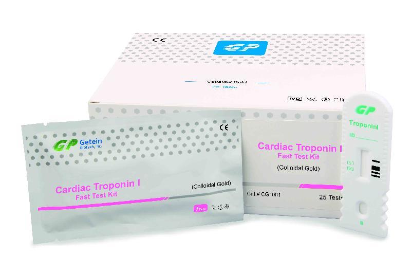 Getein Troponin I:-Intended UseCardiac Troponin I Fast Test Kit (Immunofluorescence Assay) is intended for in vitro quantitative determination of Cardiac Troponin I (cTnI) in human serum, plasma or whole blood samples. This test is used as an aid in the diagnosis of myocardial injury such as Acute Myocardial Infarction (AMI), Unstable Angina, Acute Myocarditis and Acute Coronary Syndrome (ACS).Applicable DeviceGetein 1100 Immunofluorescence Quantitative AnalyzerGetein 1160 Immunofluorescence Quantitative AnalyzerGetein 1180 Immunofluorescence Quantitative AnalyzerGetein 1600 Immunofluorescence Quantitative AnalyzerGetein 1200 Immunofluorescence Quantitative AnalyzerGetein 208 Hand-held Integrated SystemClinical Application1. As an aid in the early diagnosis of acute myocardial infarction (AMI);2. Acute myocarditis, unstable angina, acute coronary syndrome (ACS);3. Evaluate the severity of myocardial damage;4. As an aid in the prognosis of AC.