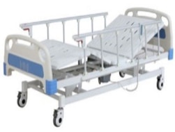 Length width Height 2160 mm X 1110 mm X 540 mm to 940 mm • The Height, Backrest, Kneerest adjustments are done by a sophisticated remote controller. The bed Function through quiet and super smooth electric motors. Calf elevations can be adjusted manually using ratchet.• Newly designed Collapsible side rails.ABS head and foot boards can be removed for easy cleaning and other necessary purposes.• 5” Heavy duty castor wheels with brakes on adjacent side, buffer for shock absorption. Central locking optional. • The bed comes with a 4” High density mattress with Antimicrobial. Flame retardant and water repellent properties. The mattress is four sectional for easy adjustments. Urine bag holder & heavy duty I.V. pole provided.#Bestthreefunctionmotorisedicubedsmanufactureinpcmc#no1threefunctionmotorisedicubedsinpcmc