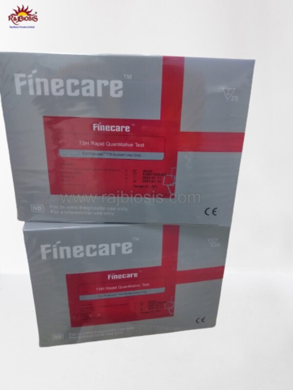 The Finecare™ TSH Rapid Quantitative Test is a fluorescence immunoassay used along with Finecare™ FIA System for quantitative determination of thyroid stimulating hormone (TSH) in human whole blood, serum or plasma. This test is used as an aid to assist in the assessment of pituitary gland and thyroid function.