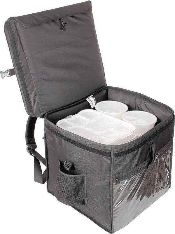 A food delivery bag is a bag used to transport food from a restaurant or grocery store to a customer's home. They are typically insulated to keep food hot or cold, and they may also have compartments or dividers to keep food from spilling or getting crushed.There are many different types of food delivery bags available, depending on the needs of the delivery driver. Some common types include:Backpacks: These are a popular choice for delivery drivers who bike or walk, as they allow them to keep their hands free.Totes: These are a good option for drivers who deliver by car, as they are easy to load and unload.Rolling bags: These are a good choice for drivers who deliver large orders, as they can be rolled along instead of carried.Food delivery bags are typically made of durable materials such as nylon or polyester, and they may also be waterproof or have reflective strips for safety.