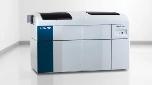 ADVIA 2400 Chemistry System The right balance of speed and efficiency The ADVIA® 2400 Clinical Chemistry System manages the most demanding workloads and meets high turnaround-time (TAT) goals. Its menu includes methods for testing drugs-of-abuse, therapeutic drugs (TDM) and new assays such as cystatin C and CardioPhase® hsCRP. The ADVIA 2400 Clinical Chemistry System offers:High throughput of up to 2400 tests/hour (1800 photometric and 600 ISE) to manage  heavy workloadsRapid, consistent, 2-second cycle time for faster tube speed and test throughputUser-defined automatic repeat, dilution, and reflex testingLarge onboard reagent capacity and optional concentrated reagents help to minimize intervention demandsRefrigerated onboard storage of controls and reagents for extended stability and increased productivityAutomation-ready design: no additional hardware requiredFeatures & BenefitsThe ADVIA 2400 Clinical Chemistry System meets today’s high turnaround-time goals with a throughput of up to 2400 tests/hour. In addition to assays for general and specialty chemistries, its menu includes assays for specific protein measurement, drugs-of-abuse testing (DAT), and therapeutic drug monitoring (TDM). Interesting new assays such as cystatin C, HbA1c with automated sample pretreatment, and CardioPhase® hsCRP can now be included in your routine testing.The ADVIA 2400 Chemistry System pushes productivity levels while maintaining the reliability and stability that keep laboratories up and running. A rapid, 2-second probe cycle time maximizes tube speed and test throughput and combines with the system’s efficient automation-readiness to provide the turnaround time needed for high-volume laboratories Superior Speed and ProductivityThroughput of up to 2400 tests/hour (1800 photometric and 600 ISE) to manage the heaviest workloadsRapid, consistent, 2-second cycle timeThroughput of 200 tubes per hour, even when running three ISE tests and nine photometric tests per sampleAutomatic Sample Retain technology, auto-repeat, auto-dilution, and auto-reflex testingAutomation-readyPoint-in-space aspiration enables connectivity to a track.Redundant sample loading provides built-in backup and easy handling of non-routine samples.Direct sampling from track prevents tubes being detained at an analyzer and reduces aliquoting.Minimal Need for Operator InterventionMinimal-maintenance ISEsLarge onboard reagent capacity and optional concentrated reagents for fewer interruptionsNo-maintenance, 37°C incubation oil bathAuto-calibration and auto-QC from refrigerated onboard calibrators and controlsMicrovolume technology with 32,000 tests onboard and up to 60 days' onboard stability for improved walkaway time. Concentrated reagents for increased maximum capacity.Remote diagnostics and Inter-Laboratory Quality Control (ILQC) optionsExceptional ReliabilitySample integrity check for icterus, hemolysis, and lipemiaSample probe with automatic clot/clog detection, liquid-level sensing, short-sample detection, and crash protectionAdvances in onboard reagent stability, calibration frequency, reduction in interferences, and expanded assay linearity