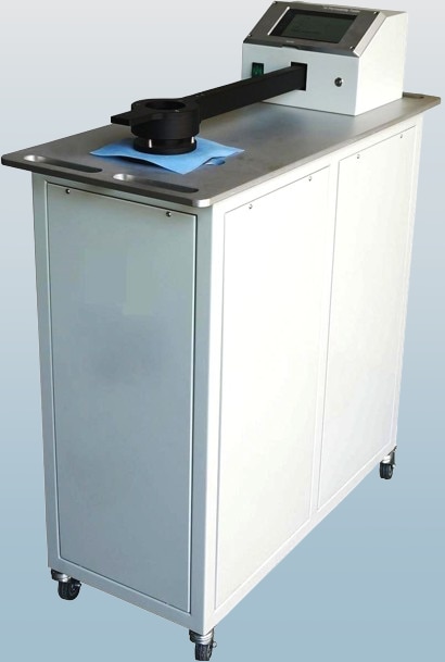 Application:Fully Automatic Air Permeability Tester is used to determine the air permeability of fabric automatically. The wide measuring range covers all kinds of knitted, woven, non-woven, coated fabrics, paper, film, leather, etc.A specimen is clamped over the test head opening by pressing down the clamping arm which automatically starts the test. The pre-selected test pressure is maintained and the air permeability of the test specimen is displayed after the test.Features:• New upgrade: The automatic design principle greatly improves the test speed and working efficiency. The appearance of the equipment is completely redesigned and the control technology is fully upgraded.• Control accuracy: Automatic positioning aperture, no human error, more accurate and fast. There are 8 different apertures on the orifice plate; it selects the applicable size according to the fabric permeability performance.• High accuracy sensor: The test result is full of high accuracy and has ever been compared with Switzerland famous brand, the test result is almost same and the error range is within ±2%.• Simple operation: using color touch screen, concise and elegant, easy to operate.• Low noise: the fan with silencer making the testing without noise.• Powerful function: built-in continuous test mode, the test unit can be switched freely.Specifications:Pressure difference range 0~1,000PaMeasuring range 0.2~12,000mm/sMeasure accuracy: ≤±2%Sample thickness : ≤12mmTest head/area Standard :20cm²;Optional :5cm², 25cm², 38cm², 50cm² , 100cm²Available unit :mm/s, L/m²/s, cm³/cm²/s, dm/min, L/dm²/min, m/min, m/h, cfmOrifice plate : 1pc with 8 different aperturesHuman machine interface : Touch screen, built-in thermal printer/USB PrinterPower supply : AC220V±10V, 50HzDimensions : 850*520*1050mmNet weight : 125kgStandards:ISO 9237, ASTM D737, 24218.15, BS 5636, DIN 53887, AFNOR G07-111, JIS L1096-A, TAPPI T-251, WSP 70.1