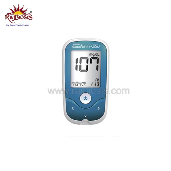 STANDARD GlucoNavii GDH It can measure blood glucose through venous, capillary, arterial blood and as well as neonatal blood using GDH-FAD enzyme.AdvantageQualified accuracy that meets ISO15197:2013No codingGDH-FAD enzyme (Capillary, Venous, Arterial and Neonatal blood)SpecificationEnzyme Glucose Dehydregenase-FAD biosensorMeasurement Range 10 - 600mg/dL (0.6 - 33.3 mmol/L)Test Time 5 secSample Volume 0.5 µlHematocrit 0 - 70%Unit mg/dLMemory Up to 500 testsBattery 3V battery (CR2032)Interpretation of resultsCat. No.	Product	Component	Note01GC30	STANDARD™ GlucoNavii® GDH Blood Glucose Monitoring System	Meter, Test Strip (10EA) / Lancet(10EA) / Lancing Device / Check Strip	01GS30	STANDARD™ GlucoNavii® GDH Blood Glucose Test Strip	STANDARD™ GlucoNavii® GDH Test Strip (25EA x 2 bottle)	