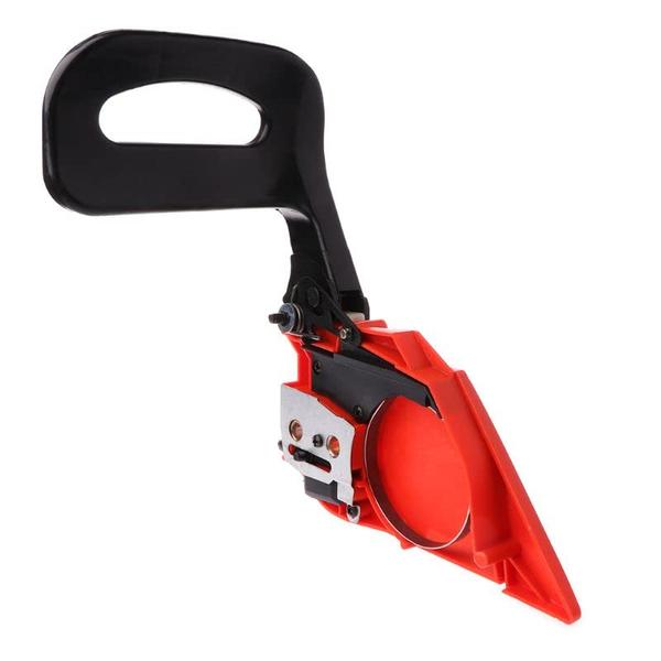 High quality mechanical equipment replacement fit for 45CC 52CC 58CC chain saw.-Chain saw brake handle cover replacement accessory with high reliability.-Made of high quality plastic material, which is durable and can be used for a long time.-A practical accessory for chain saw, it is reliable and has long service life.-Easy to use and install, a perfect replacement for the broken or damaged one