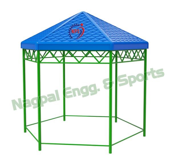 Product Size 10 ft x 10 ft Height 9 FtMain Pipe: 75 OD PipeTop Frame : 30 x 30 MM MS BoxRoof : FRP 3mm ThicknessColor as per customer choiceA gazebo is a pavilion structure, sometimes octagonal or turret-shaped, often built in a park, garden or spacious public area.