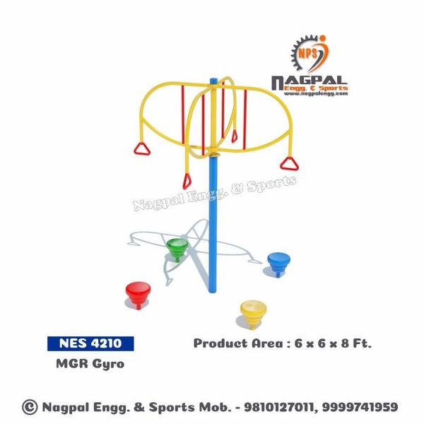 MGR - Standing Type /GyroProduct Code: NPS 4210Area: 6 x 6 x 8 FtMain Frame : 90OD, 42OD, 34OD, 27OD Metal PipeShaft : 56MM OD MS RodHandel : 27MM OD Metal Pipe Steps: 04 FRP/LLDPEBearing : Heavy Duty Taper Roller (Total Three Bearing System)Capacity: 04 children ( not for toddler)