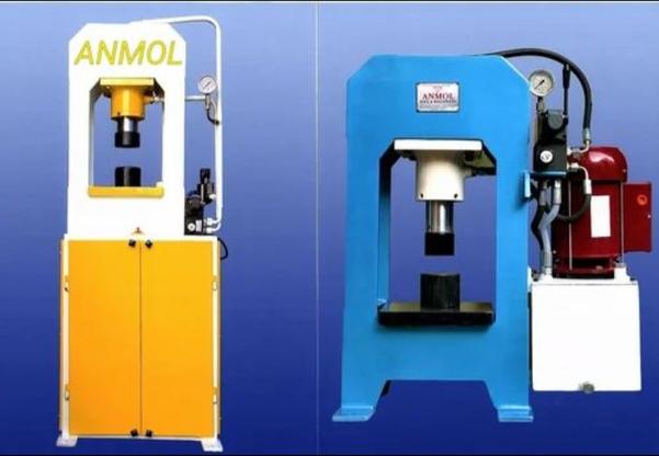 Jewellery Hydraulic Press Hydraulic Press Hydraulic Coining Press. Country of Origin: Made in India We have 25 tons, 40 tons, 60tons, 80tons 100tons, 150tons, 200tons. Customers can buy from us a wide range of Gold, Silver and Platinum Coin Embossing Hydraulic Press Machine. Our machines are widely appreciated for functional competency and easy operations and are demanded largely by jewellers in different parts of the world. Further, these are priced competitively for the bulk buyers. The hydraulic Coin minting press is equipped with Hydraulic Power Pack consisting of Piston Pump, Electric Control panel board operated directional Control Valve, Relief Valve, Pressure Gauge and standard hydraulic accessories. This hydraulic Coining Press can be operated through the control panel board or manually with foot pedals and has the provision to adjust the final coining pressure.