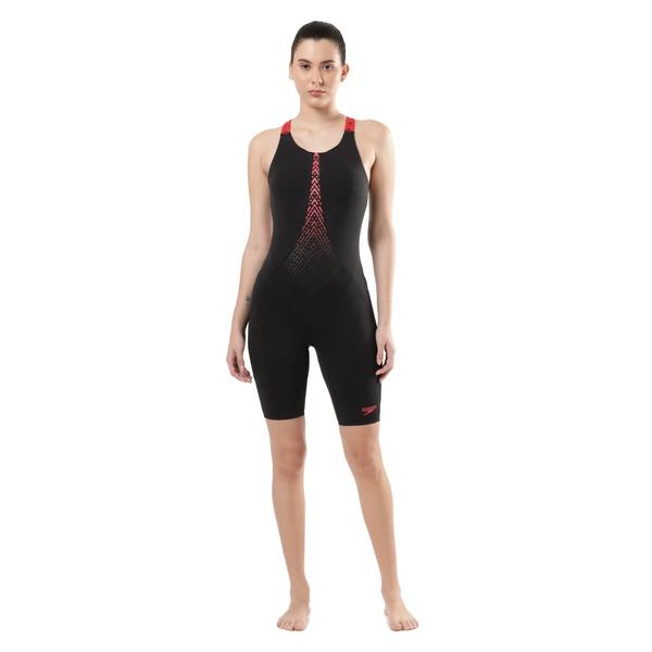 Hydropro LegsuitThis sleek, tech-inspired Performance Legskin is packed with technical innovations to help take your training to the next level. Striking in black with a graduated red plastisol print design, the kneeskin includes smooth-fit comfort straps and a highly supportive 360 Powermesh bra liner for comfort during tough workouts. A specially placed performance seam enhances the suit’s streamlined shape, while anti-microbial technology ensures it stays fresh swim after swim. Designed to be durable and better for the environment, it’s made from our new ECO Endurance+ fabric, which is 100% chlorine resistant, quick-drying, made from 50% recycled materials and has the added benefit of being finished with a water repellent and anti-microbial treatment.Features• Comfort straps - smooth fit against the shoulders, designed for comfortable support• Performance Seam Placement - designed to balance flexibility with a streamlined swim• 360 powermesh bra liner with removable bra pads for high level support• 100% Chlorine resistant - For long lasting performance• Quick dry - Dries faster after your swim workoutFabric Description: Eco Endurance®+Fabric Composition: 53% Recycle Polyester, 47% Pbt Polyseter