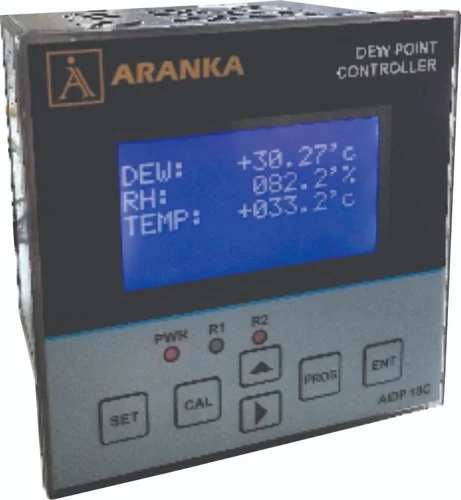 Model Name/Number	AIDP-18CUsage/Application	IndustrialBrand	ARANKA INSTRUMENTS LLPMeasuring Range	-70~60'CWarranty	1 YearOperating Temperature	0-60 Degree CelsiusAccuracy	+/- 3% FSDPower	90~260VAC @ 50HzMax Resolution	0.1'CDisplay Type	LCDSize/Dimension	96X96X85 mmDigital Output	Relay 1 nos. 5A 1COCommunication Output	RS 485 Modbus [Optional]Analog Output	4~20mANew microprocessor-based family based DEW point Controller with Sensor designed for a wide variety of compressed air dryers, plastic dryers, additive manufacturing and other OEM applications. The AIDP18C is Dew Point Controller with Output Of 4`20mA & RS 485 [Option].Additional Information:Delivery Time: 2-3 Weeks