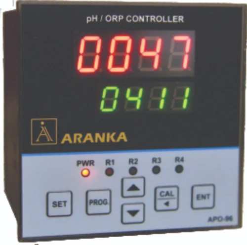 Model	APO-96Usage/Application	IndustrialPower Consumption	0.38mAType	AutomaticPole Type	Double Pole, Single PoleBrand	ARANKA INSTRUMENTS LLPCurrent	5 AThrow Type	Double Throw, Single ThrowControl Type	Low Limit, High LimitCertifications	CECountry of Origin	Made in IndiaThis new microprocessor-based family of pH, ORP and pH/ORP panel mounted controller isdesigned for a wide variety of environmental monitoring applications. The units featuresautomatic or manual temperature compensation of pH, two 5 amp mechanical relays andcontorting output. For ease of operation all calibration and parameter set pointsare selectable through the front keypad.Additional Information:Item Code: APO96