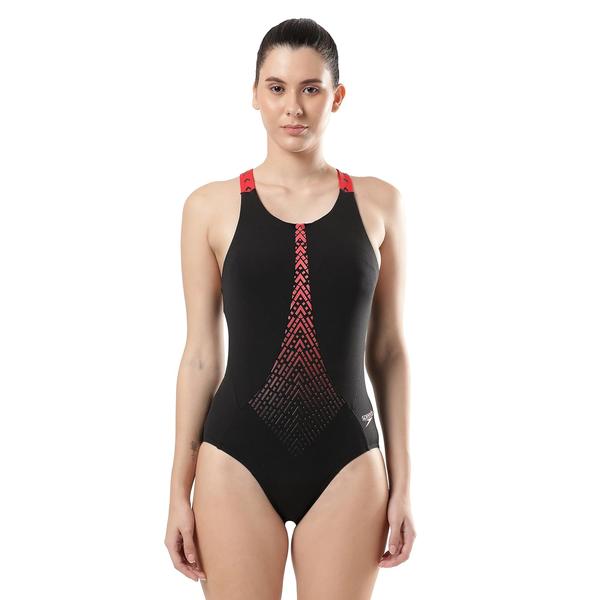 HydroProThis sleek, tech-inspired Performance swimsuit is packed with technical innovations to help take your training to the next level. Striking in black with a graduated red plastisol print design and low cut leg, the suit includes smooth-fit comfort straps and a highly supportive 360 Powermesh bra liner for comfort during tough workouts. A specially placed performance seam enhances the suit’s streamlined shape, while anti-microbial technology ensures it stays fresh swim after swim. Designed to be durable and better for the environment, it’s made from our new ECO Endurance+ fabric, which is 100% chlorine resistant, quick-drying, made from 50% recycled materials and has the added benefit of being finished with a water repellent and anti-microbial treatment.Features• Comfort straps - smooth fit against the shoulders, designed for comfortable support• Performance Seam Placement - designed to balance flexibility with a streamlined swim• 360 powermesh bra liner - high level support• 100% Chlorine resistant - For long lasting performance• Quick dry - Dries faster after your swim workoutFabric Description: Eco Endurance+Fabric Composition: 53% Recycle Polyester, 47% Pbt Polyseter