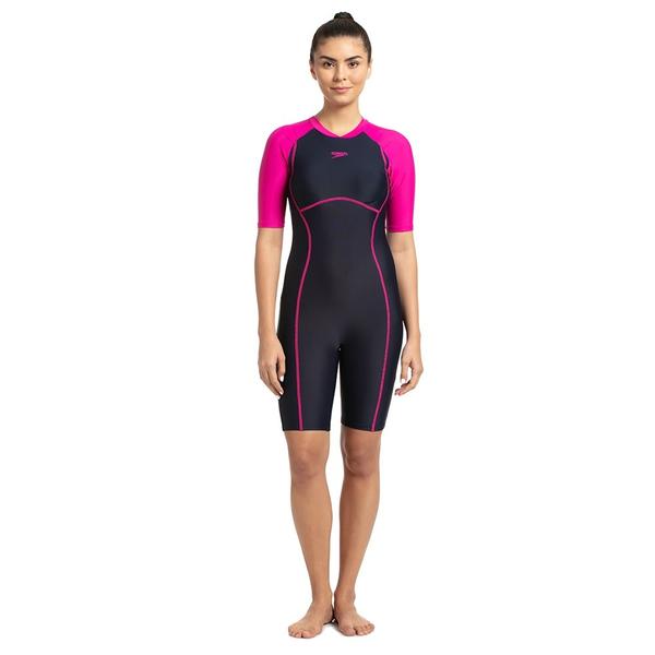 Essential Splice AOP KneesuitThis classic Kneesuit is ideal for providing extra coverage and includes a removable bra pad for enhanced support making it a great choice for regular swimming. Featuring Endurance®10 which is chlorine resistant and designed to last longer.Features• Ideal for swimmers seeking greater leg coverage than a standard swimsuit.• Removable Bra Pads - for enhanced comfort and confidence• Higher chlorine resistance than standard swimwear fabrics - fits like new for longer with CREORA® HighClo™• Shape retention - fabric stretches so you can enjoy your swim without feeling restricted• Sun protection - UPF 40+Fabric Description: Endurance®10Fabric Composition: 80% Polyamide 20% Elastane (CREORA® HighClo™)