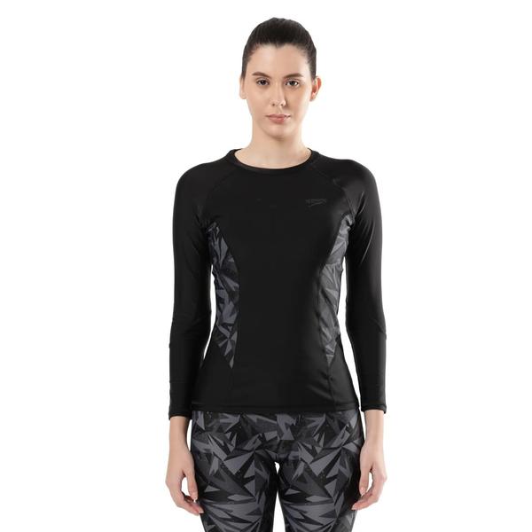 Hyperboom Allover Long Sleeve SuntopCelebrating the iconic Speedo branding, this long sleeve sun top features side panels printed with our new Hyperboom print. Our pull-on style top features a crew neck and long sleeves, giving sun protection for the chest, back and arms. With UPF 40+, our Endurance®10 fabric is perfect for outdoor swimming and the beach. Containing Creora® HighClo™, it is more chlorine resistant than standard swimwear fabrics.Features• Slim fit• Pull-on Suntop - perfect for sun protection both in and out of the water• Removable Bra Pads - for enhanced comfort and confidence• Higher chlorine resistance - fits like new for longer with CREORA® HighClo™• Shape retention fabric• Sun protection - UPF 40+Fabric Description: Endurance®10Fabric Composition: 80% Nylon, 20% Elastane(Creora® HighClo™)