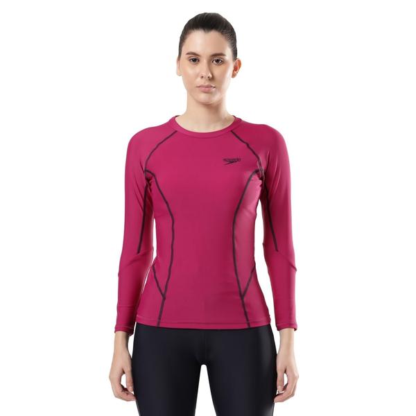 Long Sleeve SuntopOur pull-on style top features a crew neck and long sleeves, giving sun protection for the chest, back and arms. With UPF 40+, our EnduraBrite fabric is perfect for outdoor swimming and the beach. Containing Creora® HighClo™, it is more chlorine resistant than standard swimwear fabrics.Features• Slim fit• Pull-on Suntop - perfect for sun protection both in and out of the water• Removable Bra Pads - for enhanced comfort and confidence• Higher chlorine resistance - fits like new for longer with CREORA® HighClo™• Shape retention - fabric stretches so you can enjoy your swim without feeling restricted• Sun Protection Top - UPF 40+Fabric Description: EnduraBriteFabric Composition: 82% Polyester, 18% Elastane