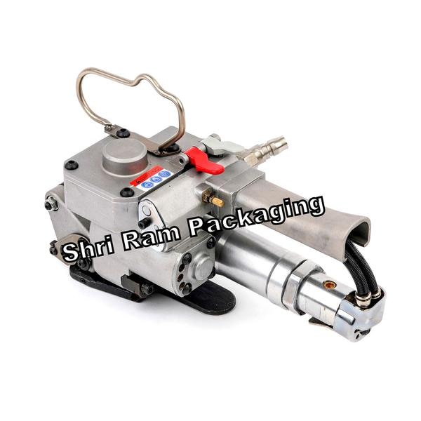The PET c Strapping TOOL which we offer finds great application in Packaging Industry. These Pneumatic Strapping Machines are designed for neutral packaging. Widely used in companies which exports iron, textile, household, electrical appliance, stone material and chemical fibre, the Pneumatic Strapping Machine finishes the soldering of PET tape at high speed. Known for high performance, precisely engineered design, high strapping efficiency, and long service life, the Pneumatic Strapping Machine is widely demanded by the clients.Features• Tensioning ,Sealing & Cutting all in one • Easy to use ,light weight machine ,pneumatic power design • The high degree of automation tight, controlled fusion crust strong. • Machine durability, all of the body and components are made of high strength alloy materials • No fasteners ,using friction heat welding , the interface appearance and reliable.Technical SpecificationModel PET TOOL A19Strap width 13 - 19mmStrap thickness 1.0mm 1.5mmTension + Pressure 200kg + 5-7 BarStrap Material + Weight PET/PP + 3.8 kg