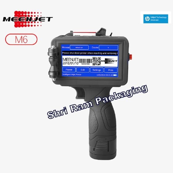 Model M6 Handheld Expiry Date Inkjet Printer Nozzle TIJ 2.5 Thermal foaming nozzle Operating system Linux CPU Quad core 1.4Hz Language English, Chinese, Turkish, Arabic, Korean, Italian Shape features ABS+PC Dimension 120*100*240mm Net weight 0.8kg Printing height 12.7mm Printing distance 2-5mm Print content Text, time, batch number, serial, number, logo, QR code, barcode Storage the system can store more than 1000 message (external USB make the information transfer in a free way) Printing length 2000 characters for each message, no limitation on length Printing speed 70m/min Ink colour Black, white, red, yellow, blue, green External interface USB, Photoelectric interface Voltage DC16.8 lithium battery(2600mAh*4) , work more than 4 hours and 8 hours standby Power consumption the average power consumption is lower than 5W Working environment Temperature:0 - 38 degree; Humidity: 10% - 80% Printing material board, carton, stone, pipe, cable, metal, plastic product, electronic, the fiber board, light steel keel, aluminum foil, etc.