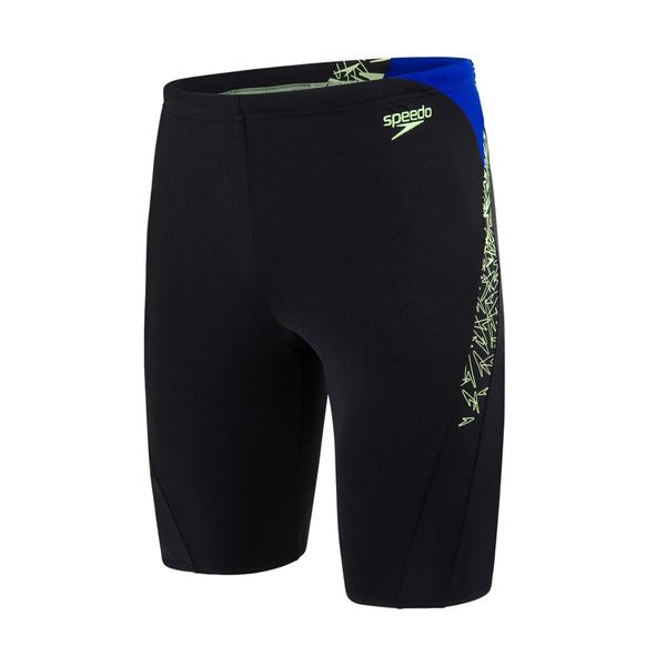Boom Splice JammerCelebrating the iconic Speedo branding, this jammer in classic features side panels printed with our Boom print in eye-catching colours. A drawstring waist and integral support provides comfort and security. Our 100% chlorine resistant, Endurance®+ fabric makes this style ideal for everyday swim fitness training.Features• Integral support for enhanced comfort• Drawstring waist - For enhanced fit and security• 100% Chlorine resistant - For long lasting performance• Quick dry - Dries faster after your swim workout• Sun protection - UPF 40+Fabric Description: Endurance®+Fabric Composition: 53% Polyster, 47% Ppt Polyster