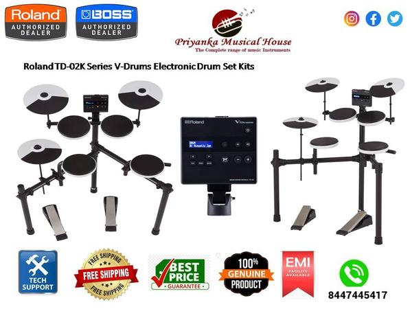 Start Your Drumming Journey the Right WayThe TD-02 series brings you the world’s finest entry-level electronic drumming experience—at an affordable price. Backed by decades of V-Drums innovation, these compact and highly expressive kits are far greater than the sum of their parts. Every element works together to form a complete musical foundation, from the world-class sounds and ultra-responsive pads to the onboard practice tools, robust hardware, and practical features for reducing noise when playing at home. And with expansion options such as Bluetooth® connectivity for mobile devices, upgradable pads, and more, you can easily grow your setup with genuine Roland accessories as needs evolve.The TD-02K is the most compact kit in the series. It features a snare pad, three tom pads, a quiet beaterless kick pedal, three cymbal pads (hi-hat, crash, and ride), and a unique height-adjustable stand ideal for younger players.Learn more about the high-quality playability, features, and expansion options of the TD-02 series.