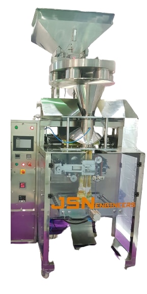 Full Pneumatic Collar Type High Speed Volumetric Cup Filler Machine for Granules Pouch Packaging up to 1 Kg.