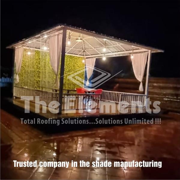 Hard top gazebo will provide you with shade to protect you from UV during warm seasons. It will also keep you dry and cozy during the rainy seasons