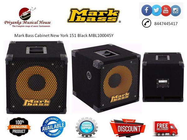 New York 151Product code: MBL100042YThe latest addition to the New York cabinet series, this little powerhouse is the perfect extension for either the Mini CMD 151P combo, or the CMD 151P Jeff Berlin combo. It's also a great lightweight cabinet option to combine with any 500W Markbass amp.TECHNICAL FEATURESIMPEDENCE8 ohmsSPEAKER SIZE1×15”BASS PORTrearTWEETERpiezoPOWER HANDLING400W RMS (AES Standard)CROSSOVER FREQUENCY3.5 kHzFREQUENCY RESPONSE40Hz to 18KHzSENSITIVITY100 dB SPLWEIGHT37.3 lbs / 16.9 KgWIDTH18.3”/ 46.4 cmHEIGHT18.3”/ 46.4 cmDEPTH18.9”/ 48 cm