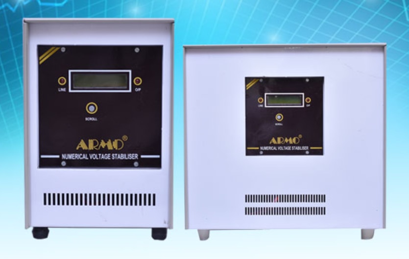Salient FeaturesNo Wave form distortion.Low internal impedance.High Speed correction rate.Especially numerical Designed Voltage Sensing circuit.Output Independent of nature of load, Value of load Q power Factors.Under and over voltage cut.Alphabetical LCD display for displaying parameters & messages.Load on & Mains on indication.Inbuilt Phase sequence detectorAlarm for fault occurrences.Protection against Over Voltage, Under Voltage, Overload Condition.Enhanced voltage Correction rate Controlled by micro controller.Settable required voltage within range of 380V-420V factory setting.Equipped with advance data logger for storage of fault history.