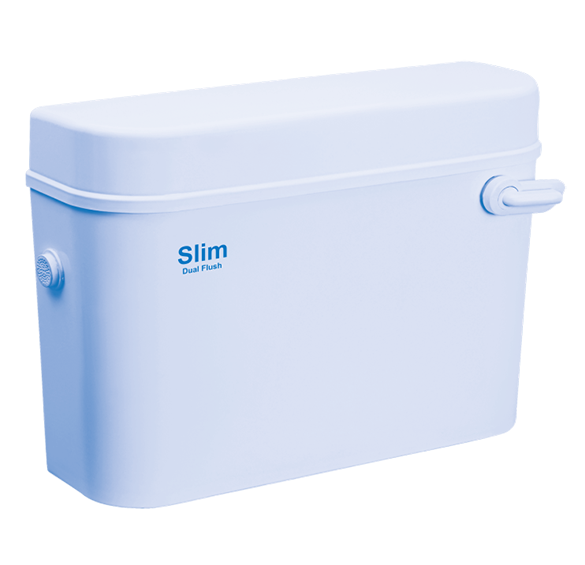 The water saver - money saver cisternFeatures:Commander Slim Dual Flush Cisterns with the 'Large Eco- Handle', your cistern will be able to save up to 65% of the water used by a conventional cistern (large handle will flush 3 litres and small handle 6 litres). This means that the Slim Dual Flush will pay for itself in no time.These figures count for 365 days of use in a 4 person household. The twin volume technology provides the following saving:Conventional Cistern Slim Dual Flush Cistern Handle Type Conventional Small Large Usage per day 5 Times 4 Times Once Cistern Capacity 10 Litres 3 Litres 6 Litres Consumption 50 Litres 12 Litres 6 Litres Total Consumption 50 Litres 18 LitresTotal saving: 50 litres - 18 litres =32 litres per person =128 litres per household per day =46,720 litres per household per yearWith water costs of Rs. 4.00 per 1000 litres, and drainage at Rs. 2.00, the total saving of Rs. 6.00 per 1000 litres is Rs. 280.00 per cistern per year.India's first Green Cistern with 65% Water Savings6/3 liters cistern manufacturedCompatible with all leading SanitarywareAdditional Internal OverflowInlet valve manufactured to sustain pressure of 15kg/cmRigorously tested Inlet Valve 100,000 cycles for beta valve for 50,000 cyclesMosquito proof cistern has a lip and an integral lock to ensure no mosquito enters the cistern