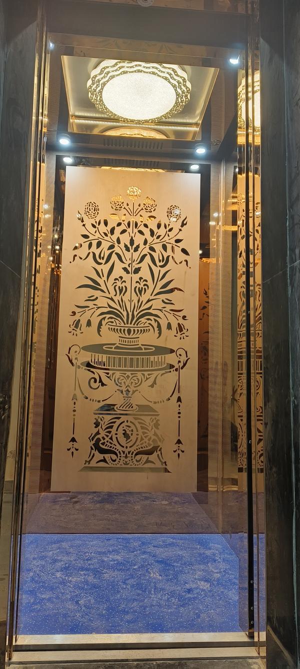 Round light falseceiling with rosegold finish designee cabin