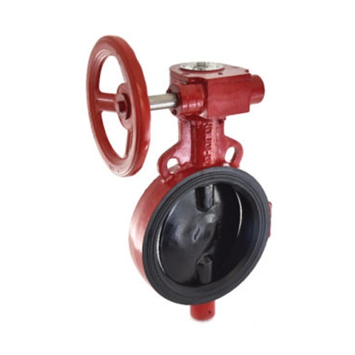 Salient FeaturesDesign Standard IS 13095 / BS EN 593 (BS 5155).Wafer Type.Gear Operated.S.G Iron construction.Stainless Steel (CF8 / CF8M*) Disc which is accurately guided between the two stems.Integrally moulded rubber lining (EPDM / Nitrile / Neoprene* / Viton* / Silicon*) as per requirement which provides seating to the valve disc, as a primary seal to the stem and gasket joint with matching pipe flanges.Two Piece Stem design which is precisely guided between the PTFE / Bronze bushes.Compatible to sandwich between flanges as per BS 10 Table D, E, F,H, DIN, PN 10, PN 16, PN 25, PN 40, ASA 150, ASA 300, IS 778, IS 6392 Table 17 and IS 1538.PN 2.5Test Pressure (Hydrostatic) :Shell : 3.75 MPaSeat : 2.75 MPaMaximum Working Pressure : 2.5 MPaMaximum Working Temperature : 90°C