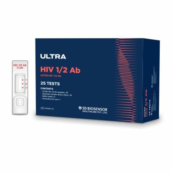 Ultra HIV 1/2 AbUltra HIV 1/2 Ab Test is a rapid immunochromatographic 3rd generation test for the detection of antibodies (IgM, IgG & IgA) against HIV-1 & HIV-2 in human serum, plasma & whole blood. The test is for in vitro diagnostic use and is intended as an aid to early diagnosis of HIV infection. This is intended for professional use, only for initial screening tests.