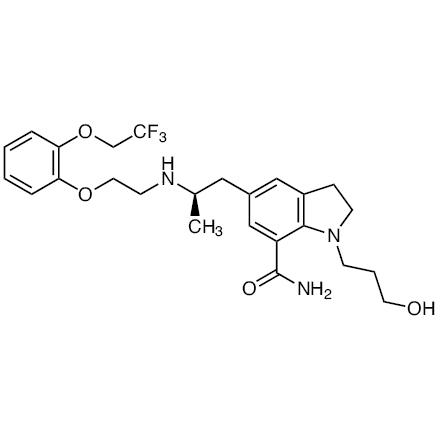 Silodosin used to treat benign prostatic hyperplasia (BPH) symptoms. Silodosin is commonly used to alleviate urinary symptoms associated with BPH by relaxing smooth muscles in the prostate and bladder neck. The compound you mentioned appears to be a modified form of silodosin, potentially with an additional functional group attached to its structure. This modification could potentially alter its pharmacological properties, bioavailability, or other characteristics, leading to different applications or improved performance.Chemical name:	SilodosinMolecular form:	C25H32F3N3O4Appearance:	White SolidMol. Weight:	495.53Storage:	2-8°C RefrigeratorSilodosin manufacturer in Gujarat, India.