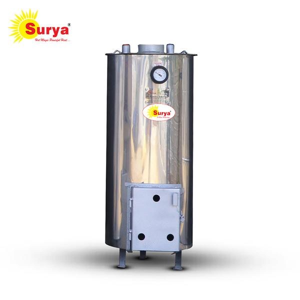 Aesthetic appeal of a wood-fired water heater, especially fits with the overall design and ambiance of the home.Working Principle:the wood-fired water heater's working principle relies on the combustion of wood to generate heat, which is transferred to the water through a heat exchanger. The heated water is then circulated or stored in the tank for later use, providing a source of hot water without relying on electricity or other fuel sources.😎😎ALWAYS USE SURYA NATURAL WOOD FIRE WATER HEATER💪 No body pain NO hair fall Zero Current charge 🧾 SAVE YOUR MONEY💵SUITABLE 📍 🔹DOMESTICFuture 📍🌀Hot water in just 10 minute🌀Running cost based on occupancy🌀 Compact Size🌀 Long heat retention 🌀 Suitable for hard water🌀 Multi-floor hot water connection (Without EB)🌀 Own Modern design 🔸 Own with pride and easy upkeep🔸 Dependable and longer life span🔸 Cost effective and reduced carbon foot print🔸 Huge electricity and money saving💠 Bio-energy is heating fuel Energy from waste.💠Solve waste disposal problem.💠100 % safe (Non electrical).Product detail📍🔸50mm Glass wool Insulation🔸Covers Sheet SS Sheet🔸Temperature Meter🔸Safety Valve🔸With Stand Heat In 8hrs🔸Tested for 7.5kg air pressure🔸5 year warranty🔸Rust Proof coatingAccessories 📍♦️Exhaust Pipe Stand♦️Gray drawer♦️Fire bar♦️Dore♦️Chimney cover ♦️Temperature gauge♦️Spring type enclosed safety valves♦️User manual and Warranty card 📍Technical 🔹Model : 80L 🔹Colour : Sliver Ash🔹Surface Finish : Mirror Polish 🔹Types : Vertical Tubular Heaters🔹Automation Grade : Semi Automatic🔹Usage/Application : Water Heating🔹Operating Temp.. : 100C🔹Working Pressure : 7.5kgs/cm2 🔹 Hot Water Output : 3L hr 🔹Hot Water 🕰️ : 60C 15Minute 🔹 60C Hot water : 1L to Mix 2L could water🔹Fuel Consumption : 2.5kg @max load🔹Total weight : 68kg without water 🔹Top circle : 4mm🔹Fire Pipe : D 4.6inch x T 4mm 🔹Outer tank : 3mm🔹Inner tank : 4&5mm🔹Installation Sheet : 0.4mm (430G)🔹Diameter : 18inch🔹Height : 3feet🔹Inlet Size : 3/4 inch Coupling 🔹Outlet Size : 3/4 inch …🔹Drainage : 1/2 inch 🔹Temperature : 1/2 inch 🔹 Safety valve : 1/4 inch 🔹 Fire Bar : 5Kg 🔹Firing Area : 400 volume (inch)🔹Exhaust Pipe : H 10Feet x Dia 3inch🔹Place Requirement : 1.5 x 1.5 feet🔴 No Of Output : 2-3Rooms🔴 No of person : 1-8 (Once Heating)Cost Comparison Of Different :Per person need 20L hot water fuel Rate 1 Wood (home waste) : Zero Cost 2 Electrical : 12Rs3 Solar (Electric beakup) : 5Rs4 Charcoal : 8Rs5 Kerosene : 9Rs6 LPG : 12Rs7 Natural Gas : 6Rs◾️Maintenance*: ☑️Dirty, Rusty or Smelly WaterIf your water is smelling off, it is almost always an indicator of some kind of bacteria growth. You will need to flush your tank as well as If this is the case.☑️More Time & Fuel it is almost always an indicator of some kind of Dust Growth. Your will need to clean Boiler Exhaust pipe as well as.❤️Boiler keep Dry❤️don’t placed any things(like shampoo , soup, etc) top side of boiler ❤️Plumbing connection make Without leaking ❤️ don’t use plastic ❤️ Do not fit non return valve (NRV) ❤️ Clean the waste AshWe are from Surya Industries, located in Codissia Industrial Park B, Coimbatore. We have been manufacturing wood fire water heaters under the brand name of Surya Water Heater since 2000. Our product range includes commercial and domestic water heaters.