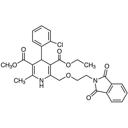 Phthaloyl Amlodipine is a derivative of amlodipine, which is a calcium channel blocker used primarily for the treatment of hypertension and angina (chest pain). Amlodipine works by inhibiting the influx of calcium ions into smooth muscle cells in blood vessels and the heart, leading to vasodilation and decreased blood pressure.Phthaloyl amlodipine, with the addition of the phthaloyl group, may have potential applications in pharmaceutical research and development.Molecular Formula :C28H27ClN2O7Molecular Weight : 538.98 Physical State: (20 deg.C) SolidStorage Temperature: -20°CStore Under Inert Gas Condition to Avoid:Light Sensitive,Moisture Sensitive,Heat SensitivePhthaloyl Amlodipine manufacturer in Ankleshwar, Gujarat, India.