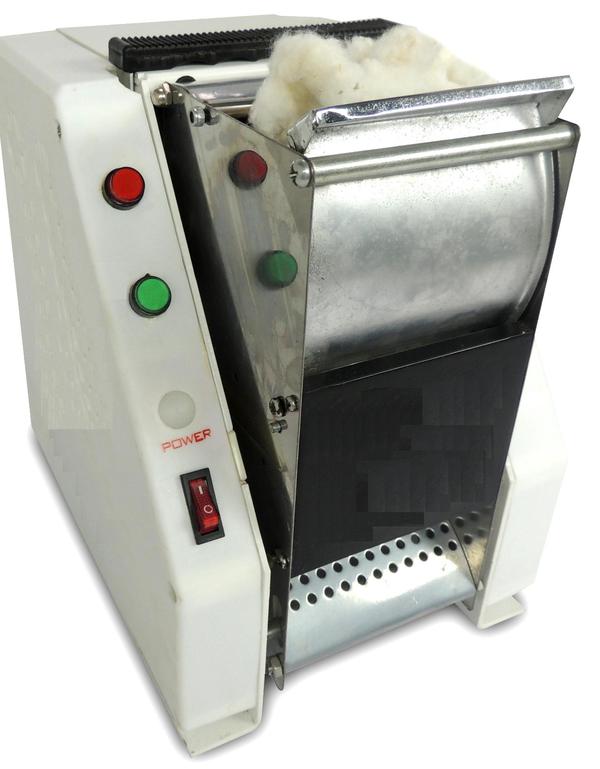 ApplicationIt is used for separating seed cotton. After ginning, cotton fiber with trash, leaf, dust… is collected, and cottonseed with a little clean lint is collected in another container.This Mini Lab model is portable that conveniently used for trial ginning and as the pre-process of cotton trash analyzer at cotton collecting point and plant, laboratory, etc, Specifications High efficiency cleaning unit and feeding roller, running is stable and reliable. Totally closed shield ensures safe operation Lightest and smallest model that easy to take. Work capacity: 30kg/h Saw: 7-8 pcs Power 220 V 50 Hz 0.28 kW Weight 30 kg Dimensions 270 x 220 x 310 mm(LxWxH)