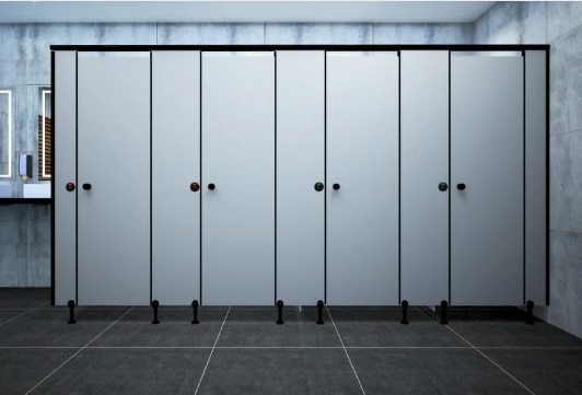 Nylon toilet cubicle system was created based on the very popular, for anyone who requires functional and economical solutions. The Nylon cubicle model is aesthetically designed with the extruded anodized aluminum top rail and polyamide hardware's, for giving a clean and a lean look to the restroom setup., which are durable and elegant, but also inexpensive. all pilasters as well as doors are 12 mm or 18mm thick with chamfered edges. The aesthetic finish of the boards as well as the anodized aluminum profiles attaching the cubicles to the fixed walls and fittings give the system a minimalistic appearance.Product SpecificationsProduct Type -Toilet Cubicles Partition Board Material -Phenol Resin (HPL) Hardware Material -Nylon CoatedSections - Black Anodize aluminum Color -Any Color Surface Finishing -Suede, Wood Grain, MatteGlue -Melamine Application -Other Feature - Moisture Resistant, Fire-Resistant, Environment FriendlyTrade InformationPayment Terms -Cash Advance (CA) Delivery Time - 10 to 15 Days
