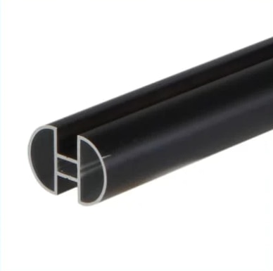 All Section in Aluminum with black AnodizedTop Rail / Head RailBlack Anodized AluminumU channelBlack Anodized AluminumDoor StopperBlack Anodized AluminumF Channel / Corner ChannelBlack Anodized Aluminum