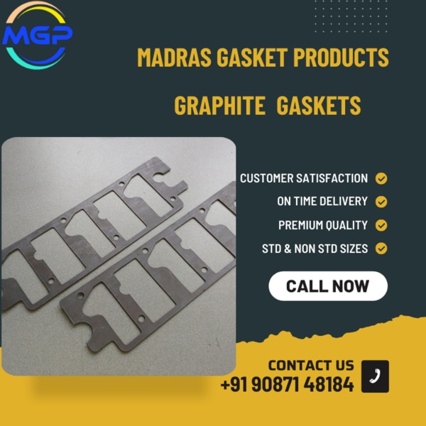 Welcome to Madras Gasket Products, where we specialize in crafting high-performance graphite gaskets renowned for their superior sealing capabilities in demanding industrial environments.Advantages of Graphite GasketsGraphite gaskets offer several advantages that make them an optimal choice for various applications:High Temperature Resistance: Graphite's unique structure allows it to withstand extreme temperatures, making graphite gaskets ideal for high-temperature applications such as steam, chemical processing, and thermal cycling environments.Chemical Compatibility: Graphite is chemically inert, offering excellent resistance to a wide range of chemicals, including acids, alkalis, and solvents, ensuring reliable sealing performance in corrosive environments.Low Creep Relaxation: Graphite gaskets exhibit minimal creep relaxation, maintaining their sealing integrity over time, even under high-pressure conditions, thereby reducing the risk of leaks and costly downtime.Conformability: Graphite gaskets possess excellent conformability, enabling them to seal uneven or imperfect flange surfaces effectively, ensuring leak-free performance in critical applications.