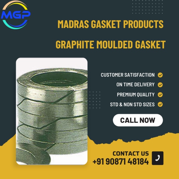 Madras Gasket Products is pleased to offer high-quality graphite molded gaskets, meticulously engineered to provide precision sealing solutions for a wide range of industrial applications.Advantages of Graphite Molded GasketsOur graphite molded gaskets offer several advantages that make them the preferred choice for demanding sealing environments:Precision Fit: Crafted through a molding process, our graphite gaskets ensure a precise fit, minimizing the risk of leaks and enhancing sealing performance.Uniform Thickness: The molding process allows for the creation of gaskets with uniform thickness, ensuring consistent sealing pressure across the entire flange surface.High Temperature Resistance: Graphite's inherent properties make our molded gaskets capable of withstanding extreme temperatures, making them suitable for applications involving high heat and thermal cycling.Chemical Compatibility: Graphite is chemically inert, offering excellent resistance to a wide range of chemicals, acids, and solvents, ensuring reliable sealing performance in corrosive environments.
