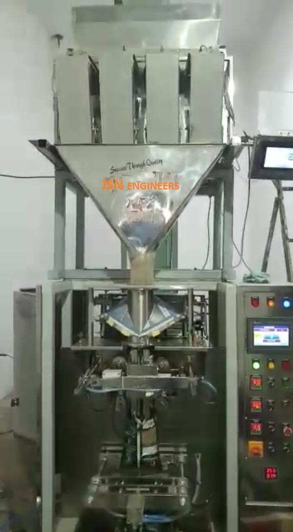 Full Pneumatic Collar Type 4-Head Linear Weigher Machine for Grocery Granules Seeds Whole Spices Tea Pouch Packaging [50gm - 1 Kg] 