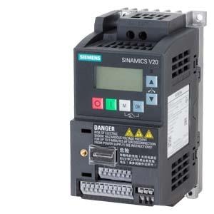 Siemens VFD 0.25KW 1 PhasesSINAMICS V20 200-240V 1AC -10/+10% 47-63Hz rated p 0.25ower kW with 150% overload for 60 sec. unfiltered I/O: 4 DI, 2 DO,2 AI, 1 AQ fieldbus: USS/MODBUS RTU with built-in BOP protection: IP20/ UL open size: AA 68x142x108 (WxHxD).