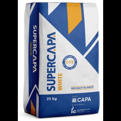 HIGH-PERFORMANCE CEMENT-BASED TILE ADHESIVESUPERCAPA is a cement-based adhesive, classified as C1TE in accordance with Standard UNE-EN 12004 and ISO 13007. SUPERCAPA has a high bond strength and excellent moisture resistance as a result of the quality of its hydraulic bonding materials. The technology used in Supercapa C1TE adhesive gives the product good rheological characteristics, as well as reduced slip, as a result of the copolymers incorporated in the mixture.