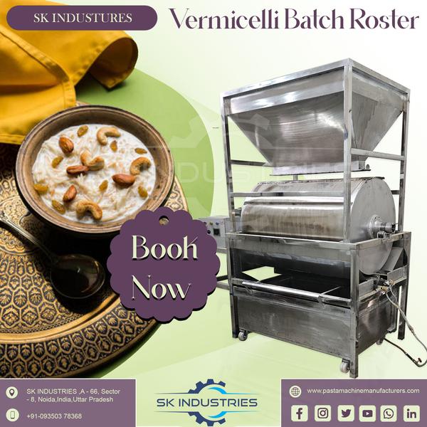 SK INDUSTRIES introducing our Batch Roster Machine a versatile and robust solution for all your roasting needs. This machine is crafted to perfection, capable of handling a wide range of materials, including various like dry fruits, grains, Dalia, Vermicelli and all grains like wheat and dal. The body structure is meticulously designed with silver steal for the stand and cabinet, ensuring durability. Powered by a 1 hp Motor and equipped with a burner, the machine offers precise control over the roasting process, allowing you to achieve the perfect roast every time. This roster machine is a compact yet powerful addition to your production setup. Elevate your roasting operations with our Roster Machine, delivering efficiency, reliability, and excellence in every batch.Capacity of roaster 50 / 100 / 200 / 300 / 500 kg/batchDrum Size: 800x600 mmBurner: Gas burnerMaterial: Stainless steel Weight: 500 kgMotor: 1 hp Voltage: 415