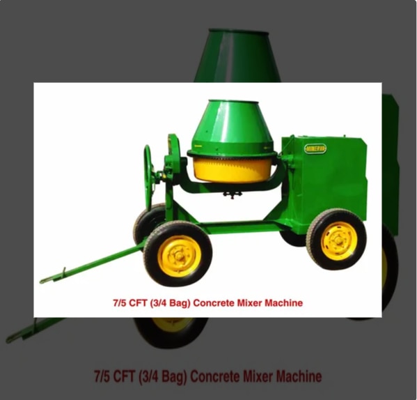 7.5 CFT Concrete Mixer Machine Manufacturers in Coimbatore.vWe are the manufacturer and supplier of wide range of 7.5 CFT Concrete Mixer Machine in Coimbatore, Tamilnadu, South India. The offered machinery is designed and manufactured by our professionals as per the set industry norms using supreme class components. These machines are fabricated in compliance with quality standards using premium grade raw materials and advanced engineering techniques.MINERVA INDUSTRIES, COIMBATORE, Our product range includes a wide range of hydraulic concrete mixer machine, 5/3.5 cft concrete mixer machine, minerva 1/4 bag electric cum hand operated heavy type mixer machine, minerva 1/2 bag steering heavy model concrete mixer machine electric type, minerva 3/4 bag concrete mixers-(minerva-heavy model) and minerva clutch type concrete mixer machine.