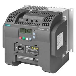 Siemens v20 PLC VFD Siemens v20 380-480 rated power 5.5 kw SINAMICS V20 380-480 V 3 AC -15/+10% 47-63Hz rated power 5.5 kW with 150% overload for 60 sec. unfiltered I/O: 4 DI, 2 DO,2 AI, 1 AQ fieldbus: USS/MODBUS RTU with built-in BOP protection: IP20/ UL open size: C 184x182x169 (WxHxD).