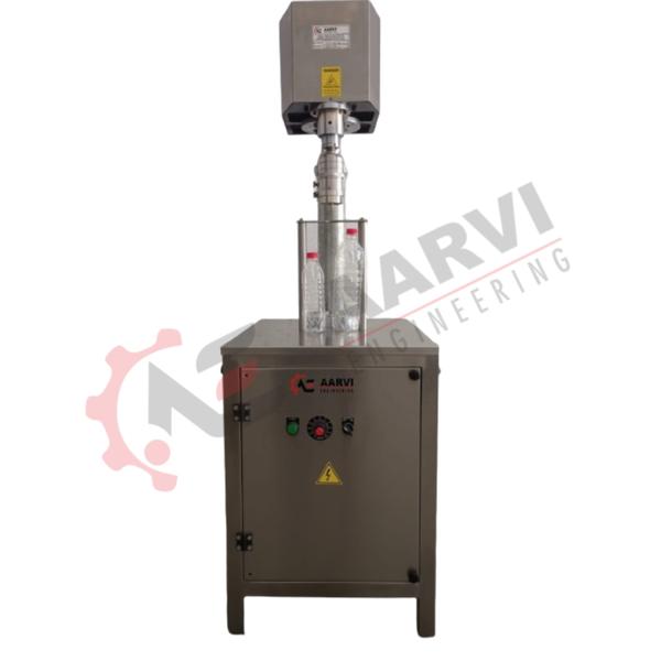 Depending on the size and type of the cap that needs to be applied, a semi-automatic Screw capping machine can apply caps to a variety of types and shapes of vials and bottles at a maximum pace of 20 vials or bottles per minute. With the use of changing parts or a capping head, a screw capping machine is capable of applying PP Caps, ROPP Aluminum Caps, or Plastic Screw Caps. For medium size production needs, this machine is helpful for small scale production facilities.For trouble-free operation, a semi-automatic screw capping machine with a built-in table and stand is available.SPECIAL COMPONENTS: • A small machine with multiple uses• Machine built in SS304 material and suitable for all types of Screw Aluminum. • No Vial/Bottle - No Capping System. • Heavy Duty Machine Structure with Ropp Cap • Low noise and low power usage • Cover Sealing Pressure varied depending on the size of the caps.• There is an adjustable gauge available for different bottle heights.• Adjustable Machine Speed • Delta Make VFD • Bonvario Make Motor and Gear box• Product Diameter 25 to 85 mm * • Screw type Capping • Product Height 150mm * • Power 1.0 HP • 1 Phase and 220VAC Single Phase Power Supply (50 Hz) with A.C. Drive Speed • Max. 20 Products per Minute Packing • No. of Head Single Screw Capping Head • Dimensions overall: 995 mm, 710 mm, and 1350 mm• 195 kilograms net weight• 275 kilograms are the total weight.