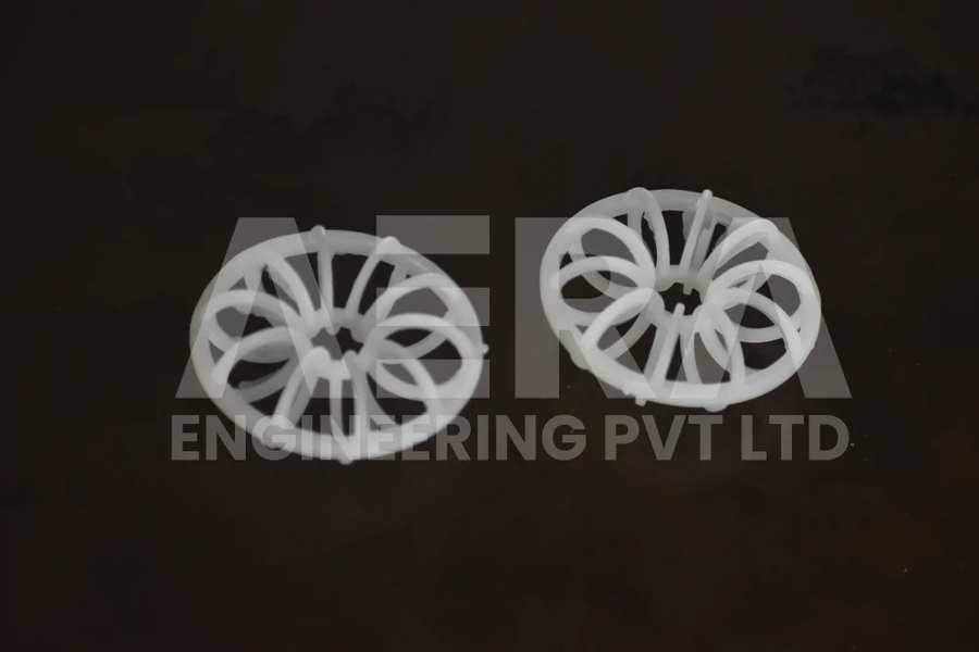  AERA TP-RINGS equivalent to  Tellerette Packing Rings are specialized packing elements designed to optimize mass transfer efficiency and surface area in industrial applications. These unique rings feature a distinctive geometric design with strategically placed internal and external fins, maximizing the contact between gas and liquid phases.By utilizing AERA TP-Rings, industries can benefit from enhanced mass transfer rates and improved separation efficiency. The design promotes effective gas-liquid interaction, ensuring efficient mass transfer and facilitating various processes such as distillation, absorption, and scrubbing.The AERA TP-Rings offer several advantages, including high mechanical strength, resistance to fouling, and uniform liquid distribution. These rings are known for their durability, chemical resistance, and ability to handle high liquid and gas loads, making them suitable for demanding operating conditions.Choose AERA TP-Rings to optimize your mass transfer operations, experience improved efficiency, and achieve superior results in your industrial processes. The advanced design and performance of AERA TP-Rings make them a reliable choice for enhancing mass transfer performance.