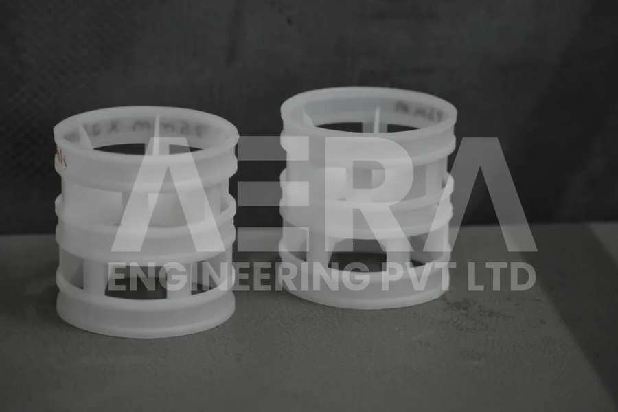 AERA PLASTIC P- RINGS  equivalent to  Pall Rings  are highly versatile and efficient mass transfer packing elements used in various industrial applications. These cylindrical rings feature a unique geometric design with inward and outward protrusions, providing a large surface area for effective gas-liquid contact and promoting optimal mass transfer.With their design and high-quality construction, AERA PLASTIC P- RINGS offer exceptional resistance to corrosion, chemical degradation, and thermal stress. They are suitable for a wide range of operating conditions and can withstand demanding environments.AERA PLASTIC P- RINGS ensure uniform liquid and gas distribution, minimizing pressure drop and maximizing mass transfer efficiency. They are widely used in distillation, absorption, stripping, and scrubbing processes, facilitating efficient separation and enhancing overall process performance.Choose AERA PLASTIC P- RINGS as your mass transfer solution and benefit from their versatility, efficiency, and reliability. Experience improved mass transfer rates, enhanced separation efficiency, and optimized process outcomes across diverse industrial applications. AERA PLASTIC P- RINGS deliver dependable and effective mass transfer performance to meet your specific needs.